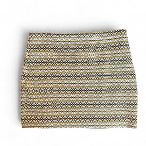 EXPRESS Aztec Tribal Stretchy Mini Skirt Yellow Black Cream Size Small L